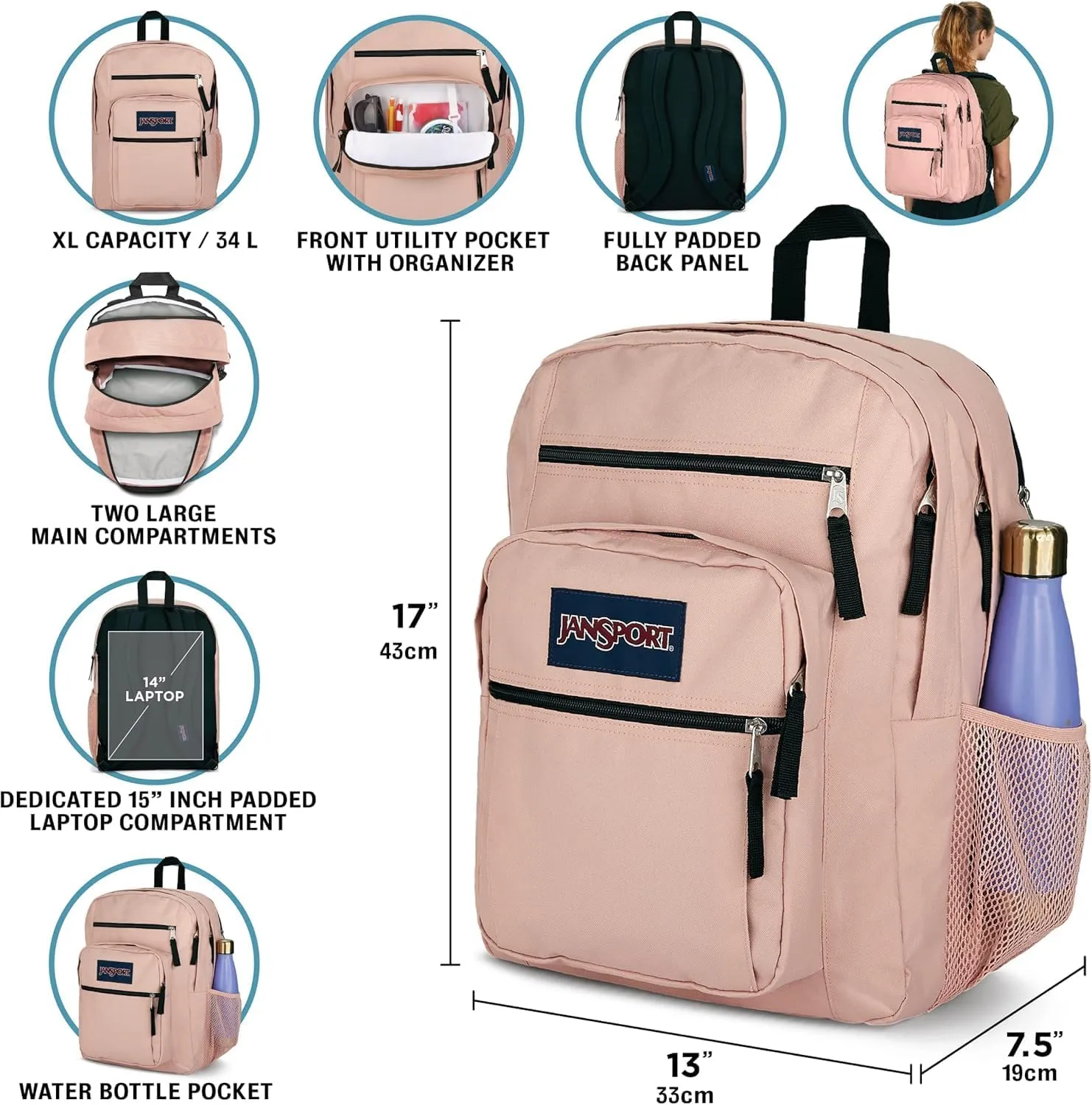 JanSport Laptop Backpack - Computer Bag with 2 Compartments, Ergonomic Shoulder Straps, 15” Laptop Sleeve, Haul Handle - A Bug'S Vibe