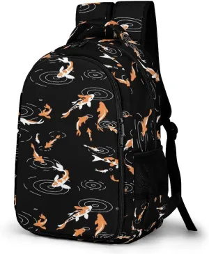 Japanese Koi Fish Pond Laptop Backpack Travel Bags Daypack Durable Work Camping Hiking Back Packs for Women Men