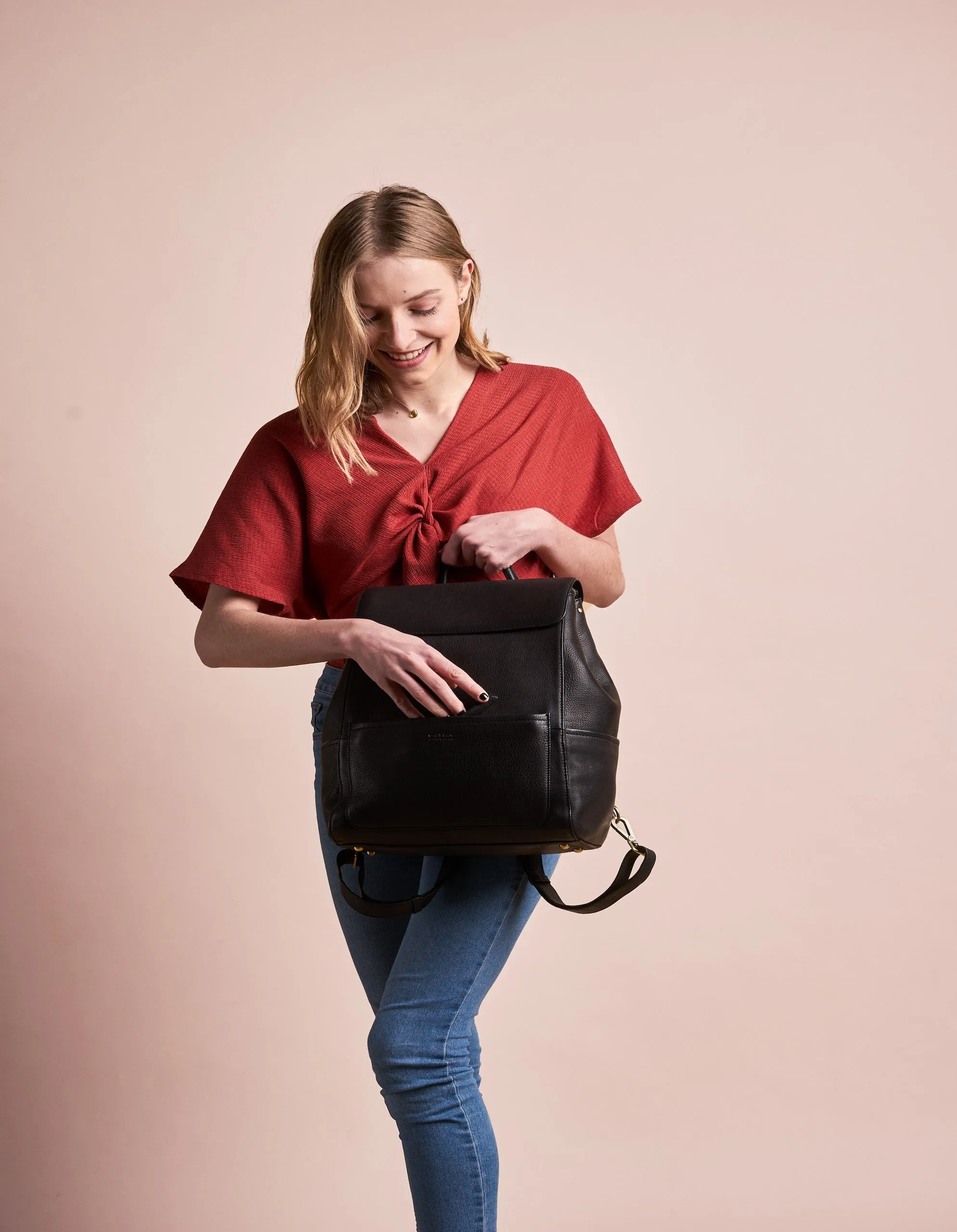 Jean Backpack - Black Soft Grain Leather