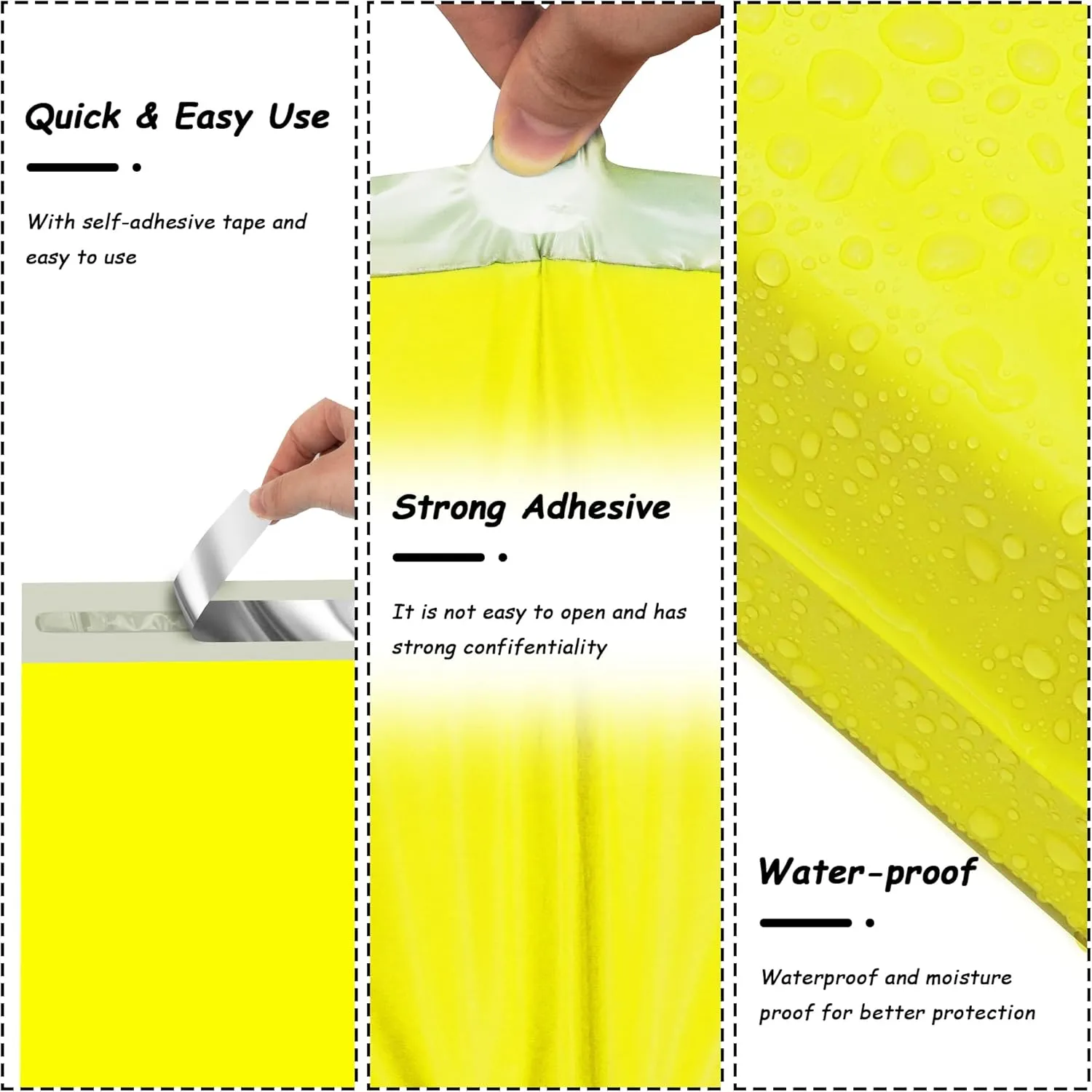 JinRuiKJ Poly Mailers 10x13 Inch 100 Pcs, Strong Adhesive Shipping Bags for Clothing, Durable Thick Mailing Envelopes with Self Seal, Packaging Bags for Small Business - Yellow
