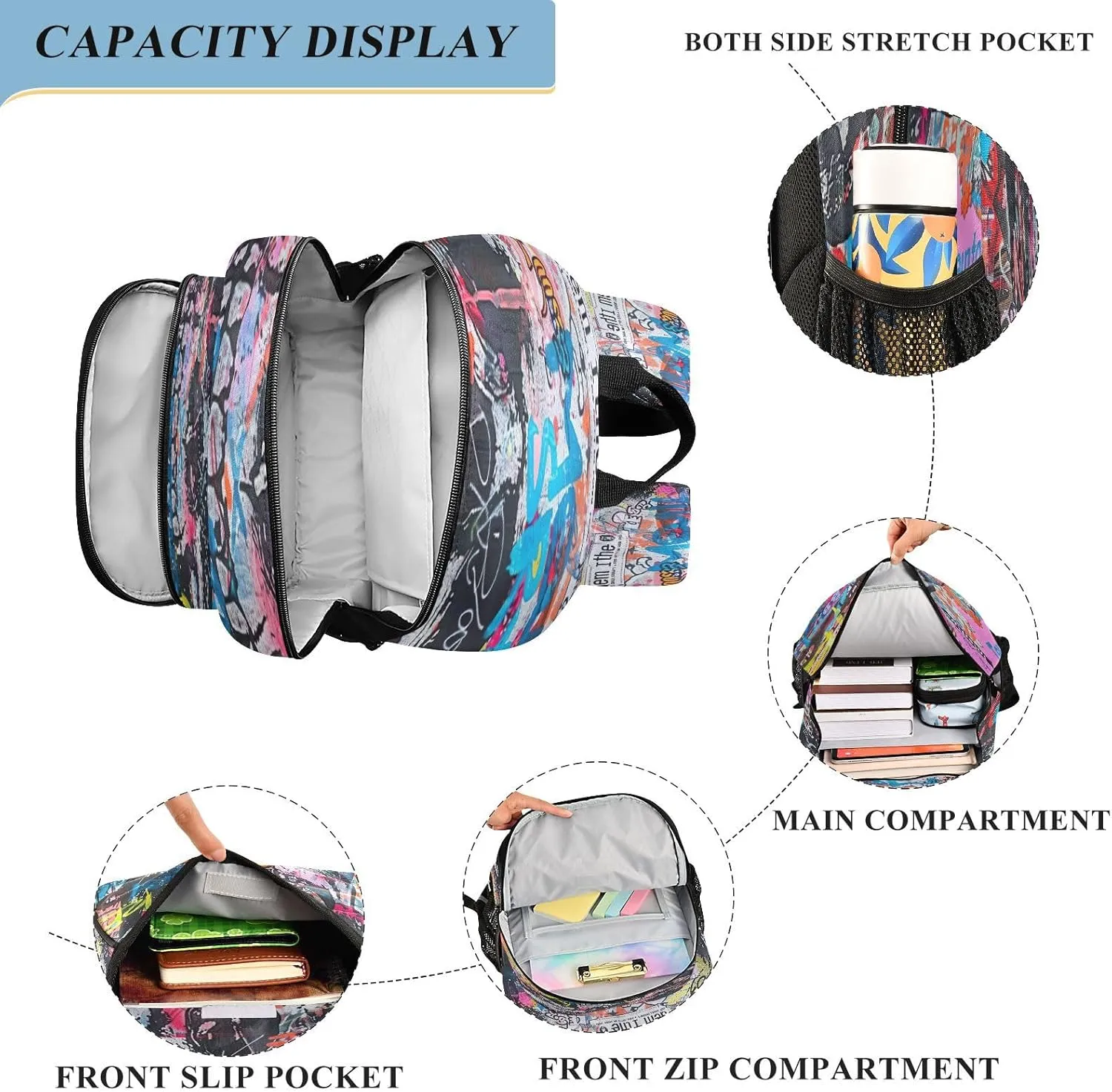 Joisal Colorful Urban Style Skull Kids' Backpacks for Girls Boys Waterproof Lightweight Durable Computer Backpack