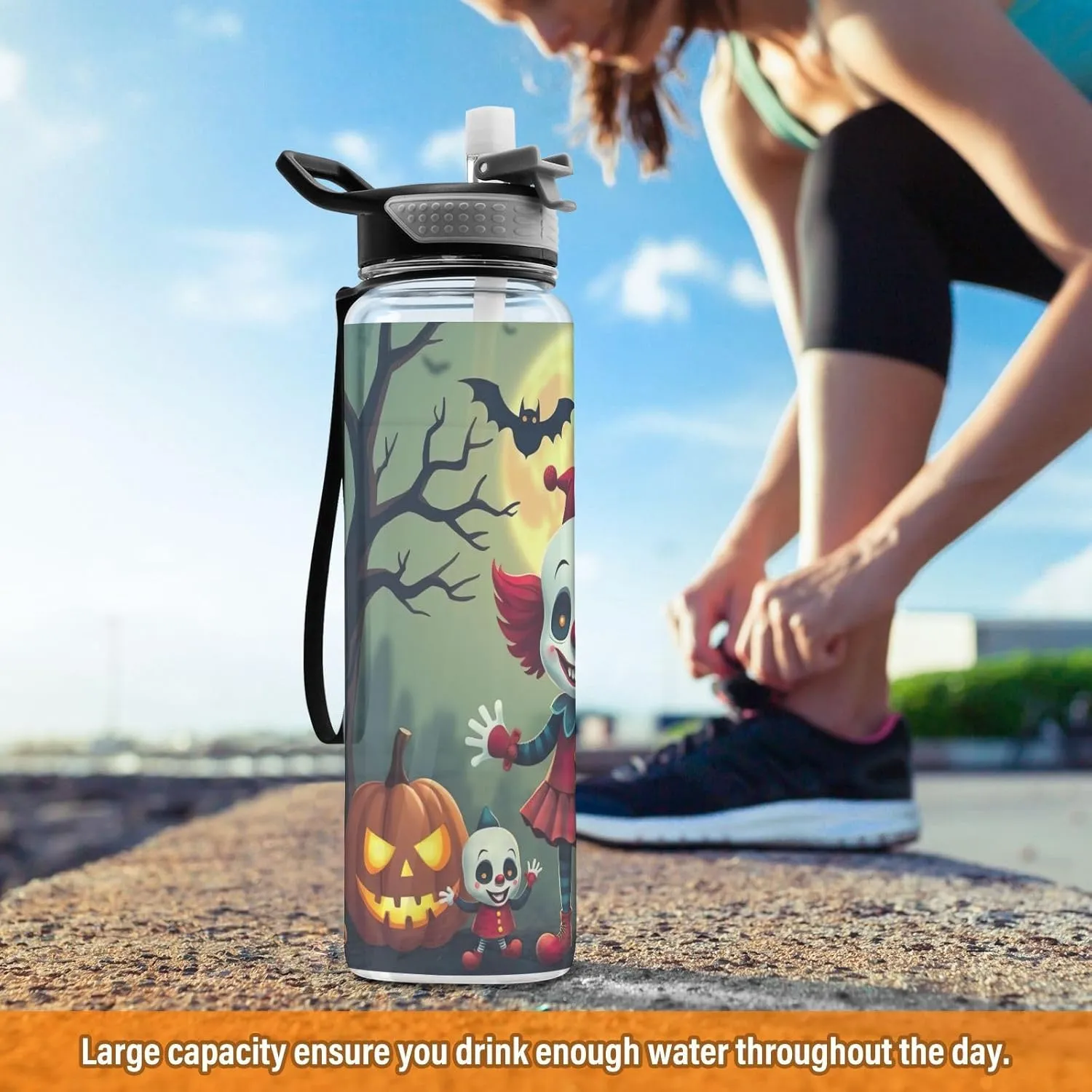 Joisal Cute Clown Family 1 Liter Water Bottles BPA-Free Water Bottle for Men for Sports, Cycling, Bike