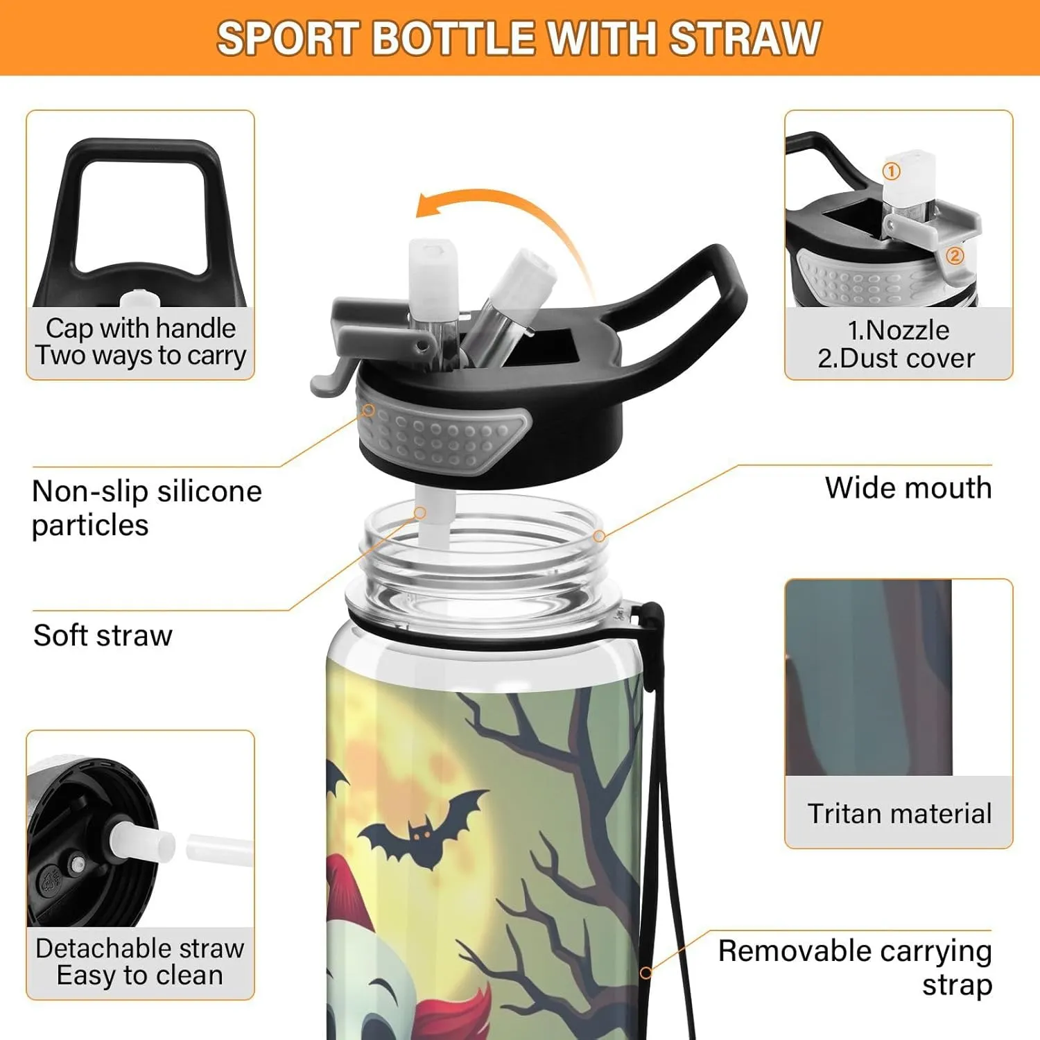Joisal Cute Clown Family 1 Liter Water Bottles BPA-Free Water Bottle for Men for Sports, Cycling, Bike