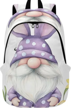 Joisal Cute Easter Gnome Bunny Medium Casual Daypack Backpack for Women Cool Backpacks for Teen Girls