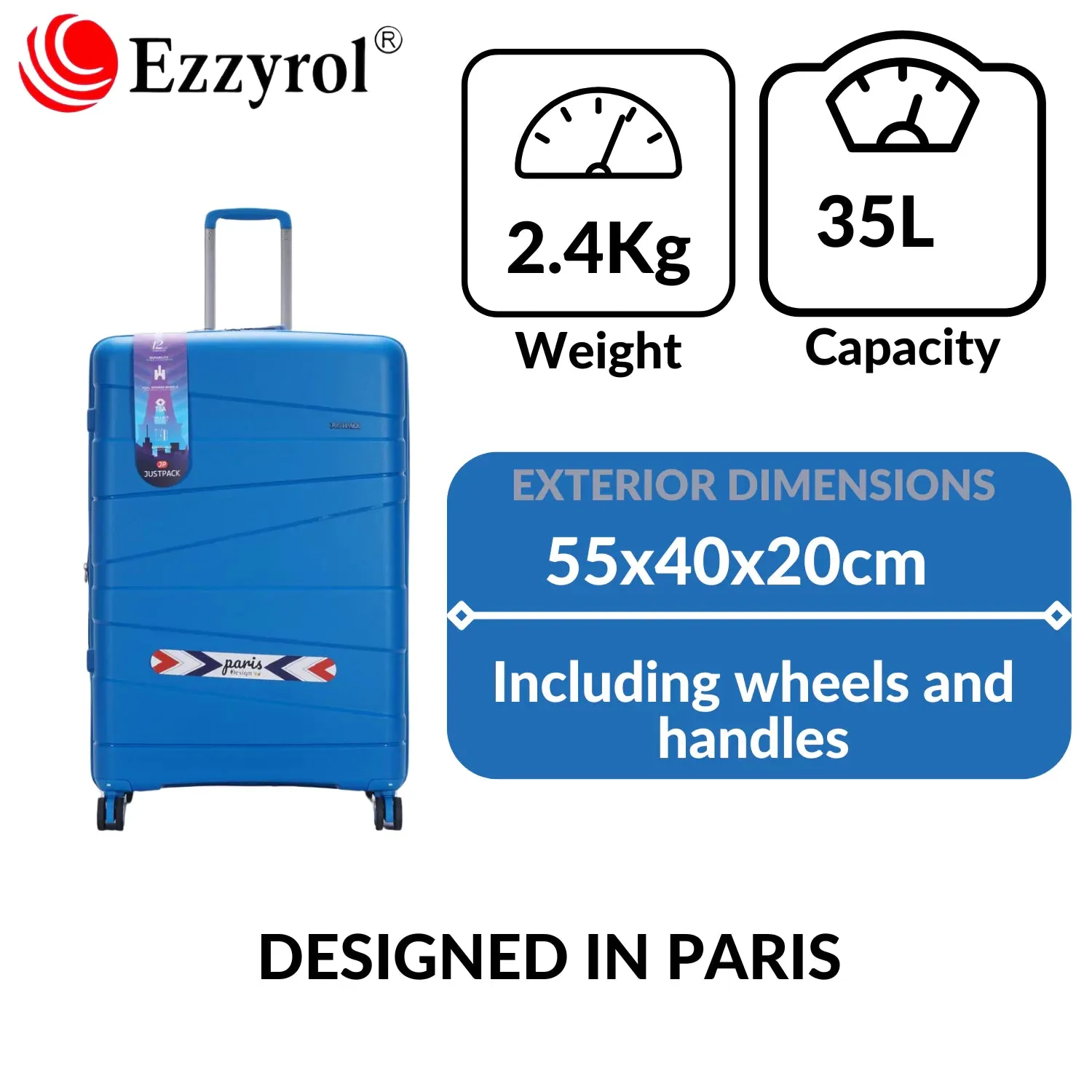 Justpack Pl106-  PP unbreakable 8 wheels 4 Luggage sets - Black