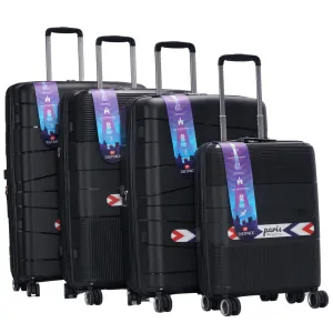 Justpack Pl106-  PP unbreakable 8 wheels 4 Luggage sets - Black