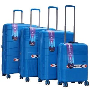 Justpack Pl106-  PP unbreakable 8 wheels 4 Luggage sets - Blue