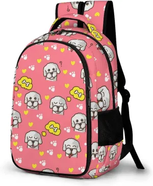 Kawaii Dog Pattern Laptop Backpack Footprint Travel Bags Daypack Durable Work Camping Hiking Back Packs for Women Men