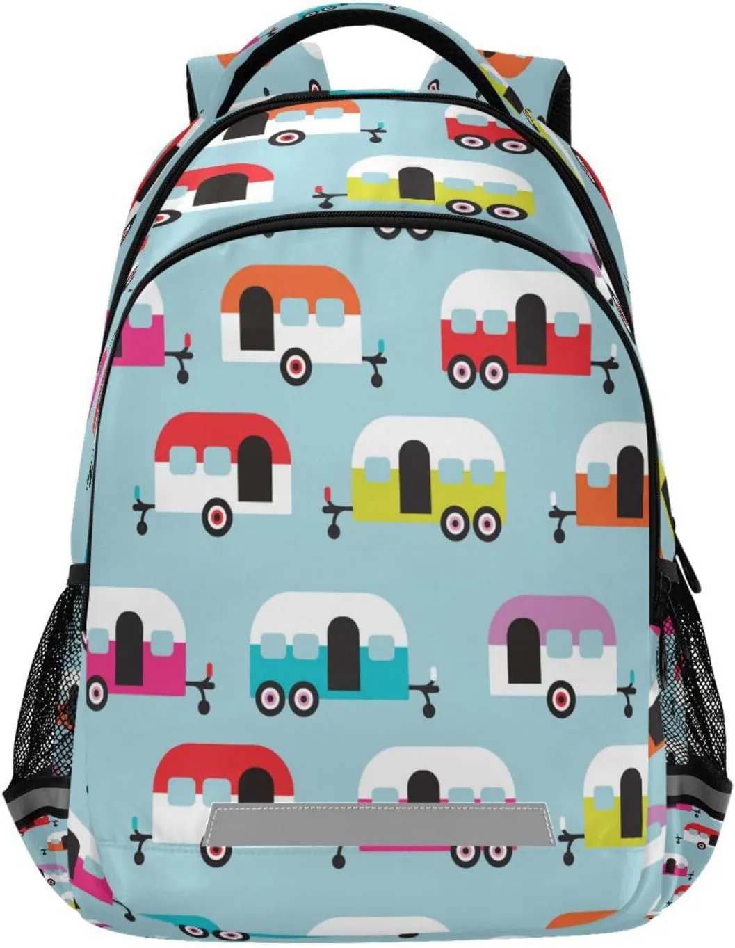 Kcldeci Kids Backpack for Girls Boys Happy Camper Caravan Middle-School Backpacks Elementary Bookbags School Book Bag Travel Bag