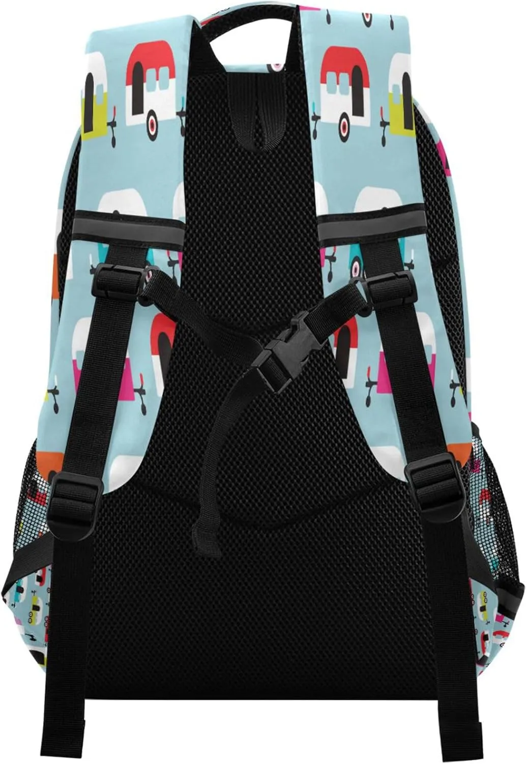 Kcldeci Kids Backpack for Girls Boys Happy Camper Caravan Middle-School Backpacks Elementary Bookbags School Book Bag Travel Bag