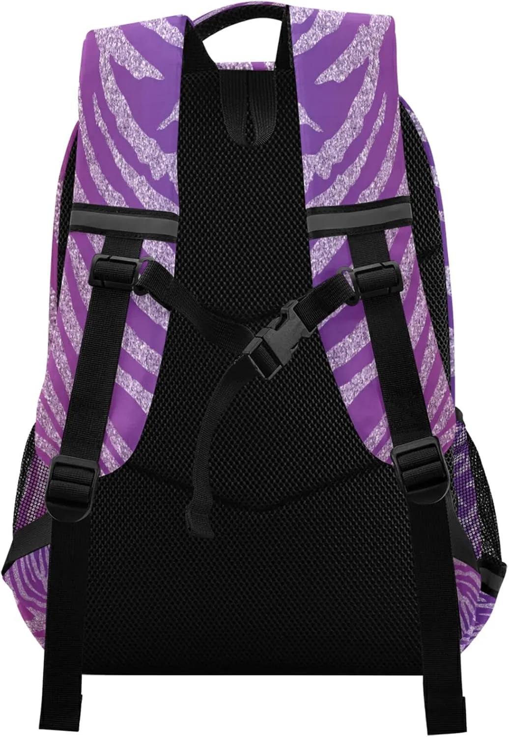 Kcldeci Zebra Print Safari Animal Purple Glitter Kids Backpack Elementary Backpacks Girls Boys School Bag Bookbag Daypack travel bag Rucksack