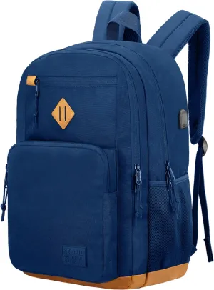 KEOFID Classic Travel backpack for Men and Women, Anti Theft Laptop Backpack with USB Charging Port for Work, Large Bag for College, Water Resistent(Blue 19inches)