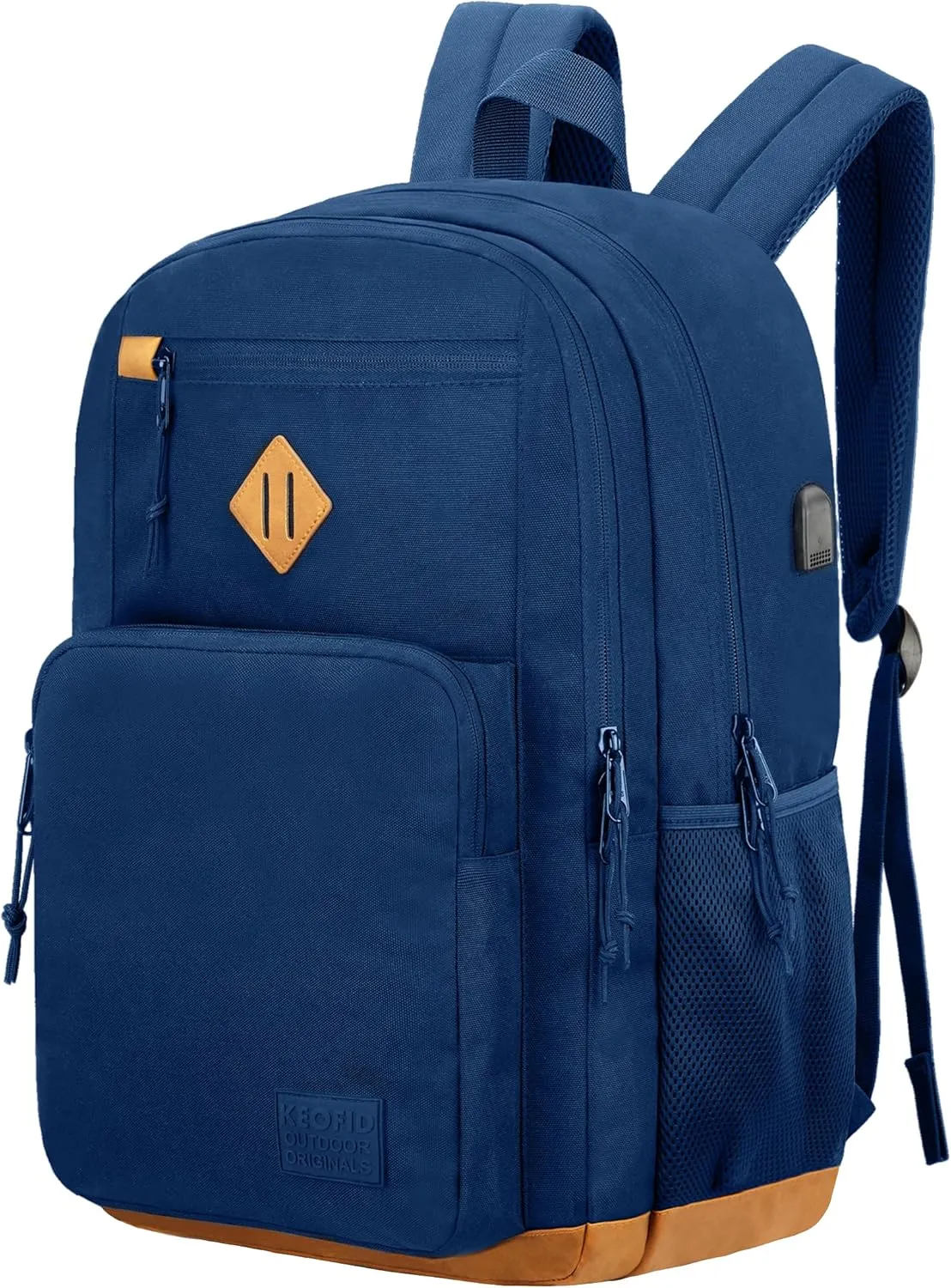 KEOFID Classic Travel backpack for Men and Women, Anti Theft Laptop Backpack with USB Charging Port for Work, Large Bag for College, Water Resistent(Blue 19inches)