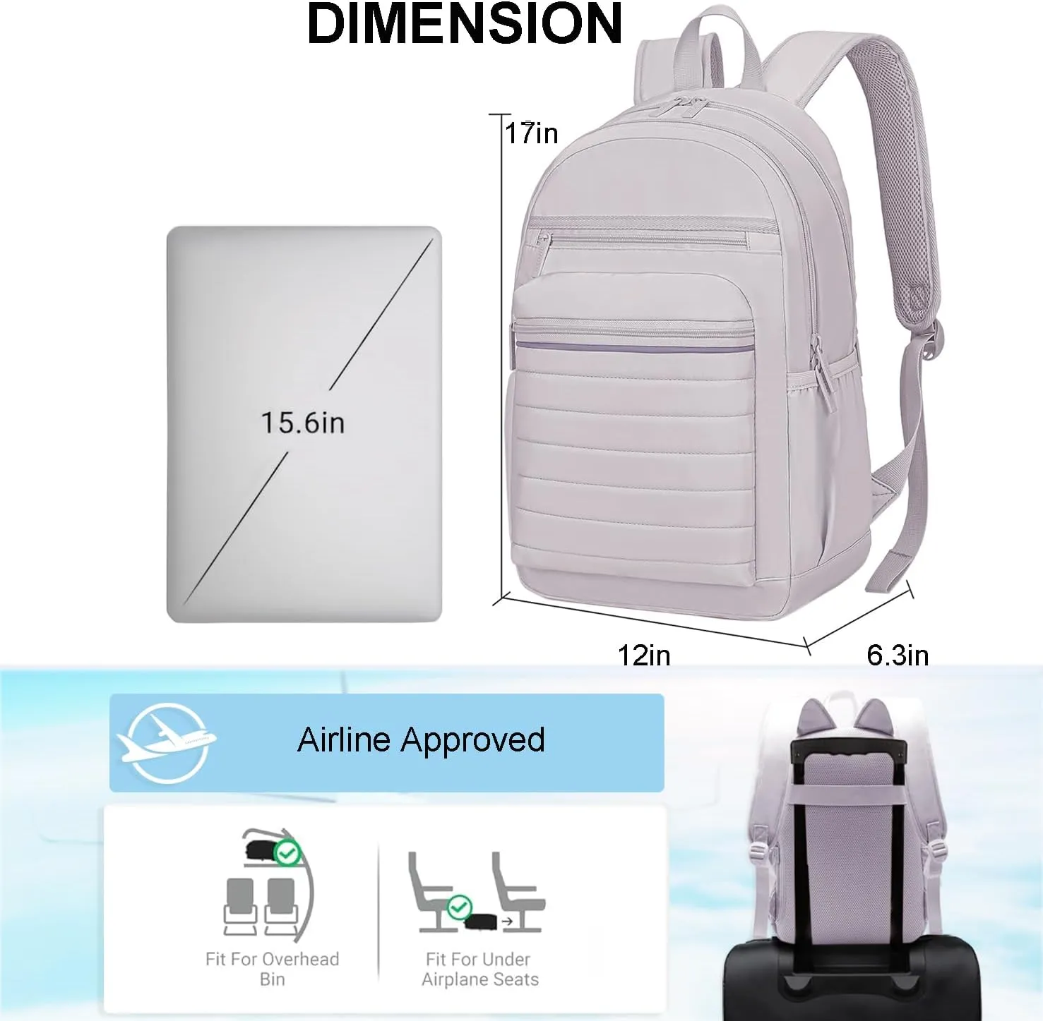 KEOFID Travel Backpack for Women Carry-On, Backpack Purse for Women, Anti-Theft Womens backpacks, Casual Back pack for College(Light Gray)