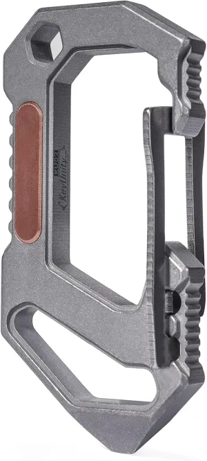 KeyUnity KU03 Titanium EDC 6 in 1 Multi-Tool Quick Release Carabiner, Keychain Holder, Screw Bit Driver, Slotted Screwdriver, Bottle Opener, Pry Bar, Scraper Combo