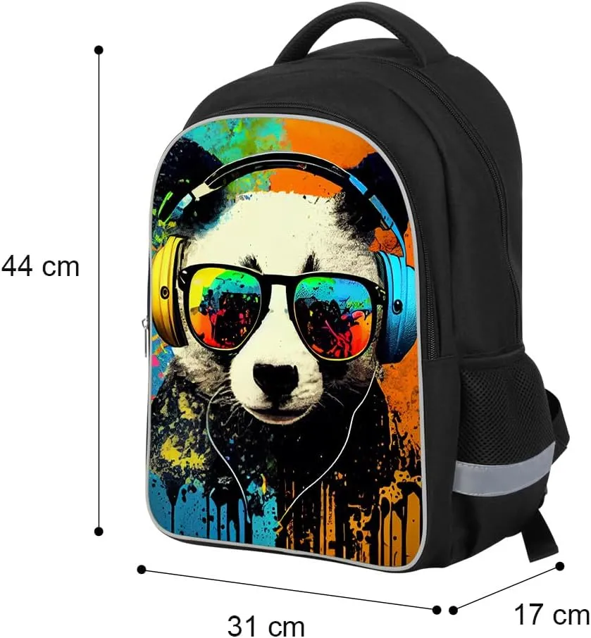 Kids Backpack for Boys - 3pcs 17″ Boys Backpack with Lunch Box Set for Toddle Elementary Middle School - Students Bag for Ages 6-18 Panda Bookbag Travel Back Pack