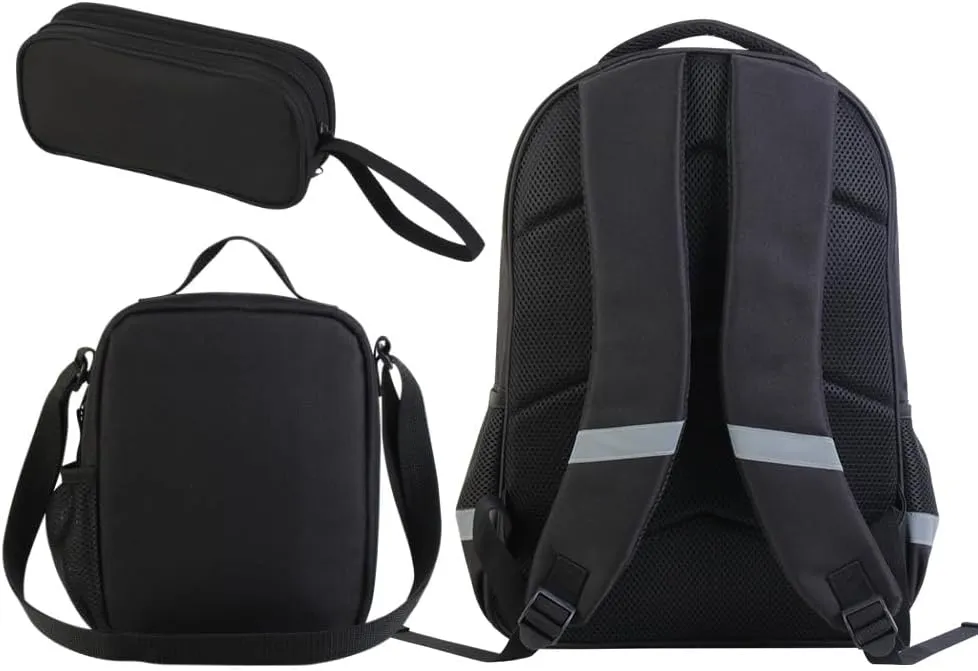 Kids Backpack for Boys - 3pcs 17″ Boys Backpack with Lunch Box Set for Toddle Elementary Middle School - Students Bag for Ages 6-18 Panda Bookbag Travel Back Pack