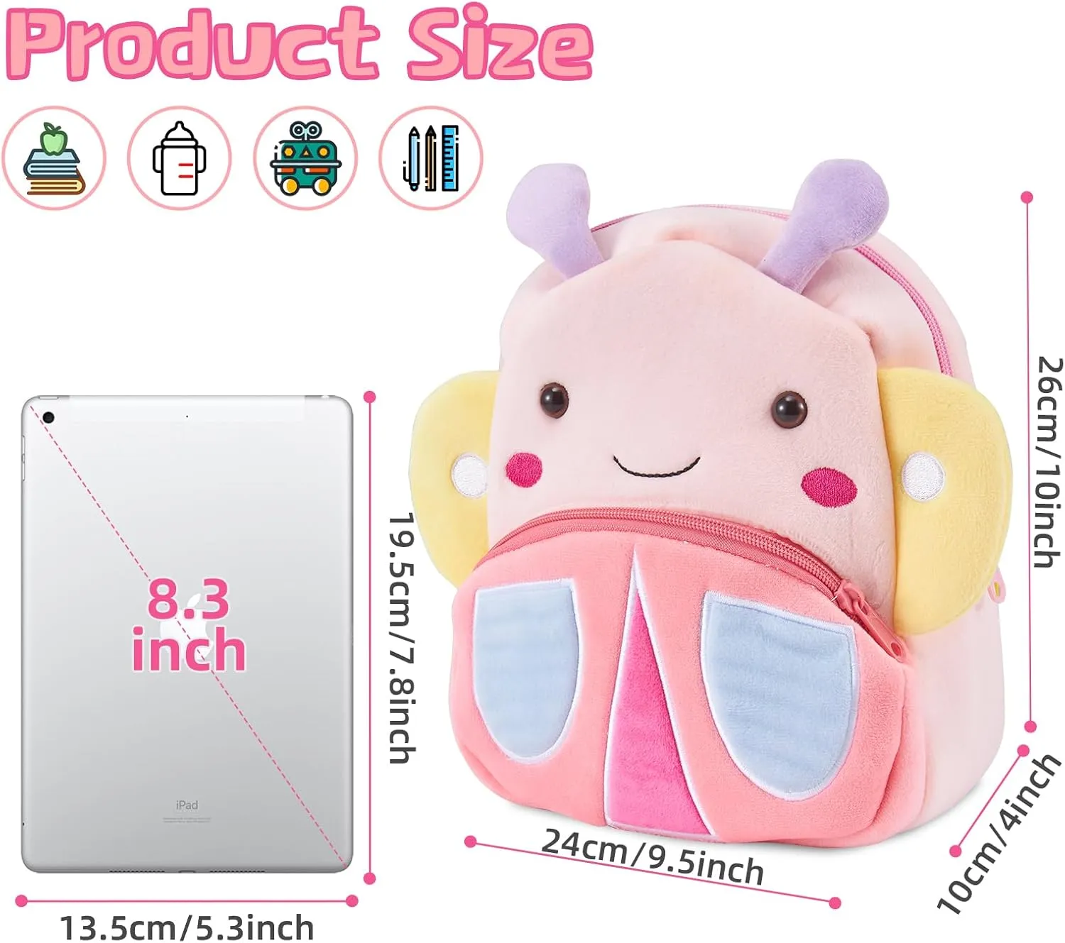 Kids Backpack for Boys Girls, Cute Toddler Backpack Preschool Kindergarten Child Bookbag, Mini Travel Bag for Ages 2-6 Year Old Birthday Gift