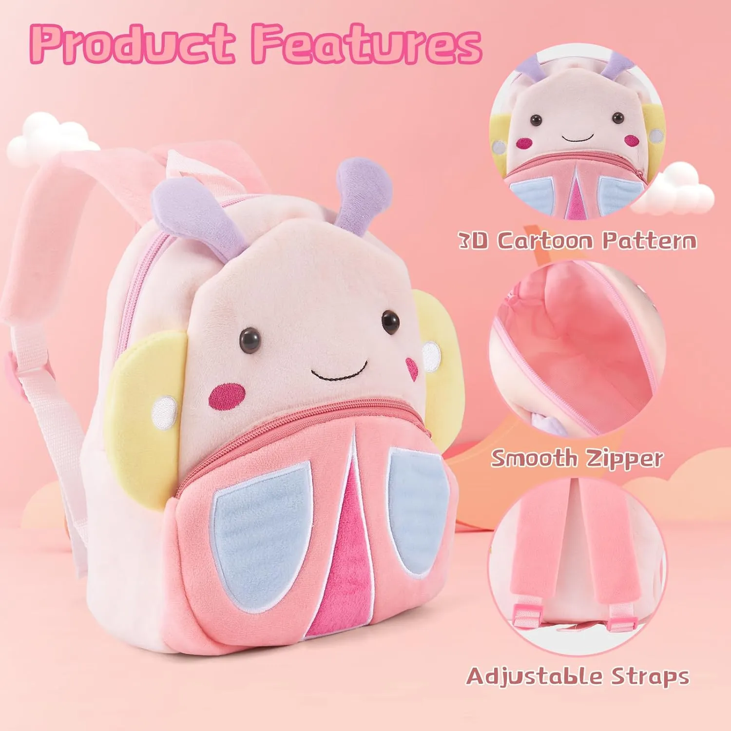 Kids Backpack for Boys Girls, Cute Toddler Backpack Preschool Kindergarten Child Bookbag, Mini Travel Bag for Ages 2-6 Year Old Birthday Gift