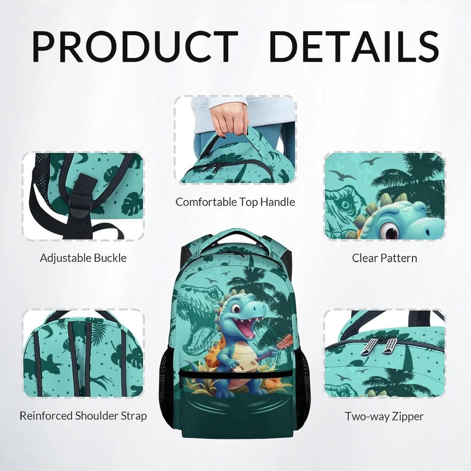 Kids Backpack School Bookbags, Dinosaur Backpack for Girls Boys, 17 Inch School Backpacks for Primary Elementary, Cute Bookbag with Lunch Box and Pencil Case