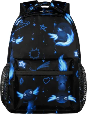 Kids Backpacks for Boys Girls - 16 Inch Blue Axolotl Schoolbag Lightweight Waterproof Book Bag for Preschool, Kindergarten, Elementary Back to School Children