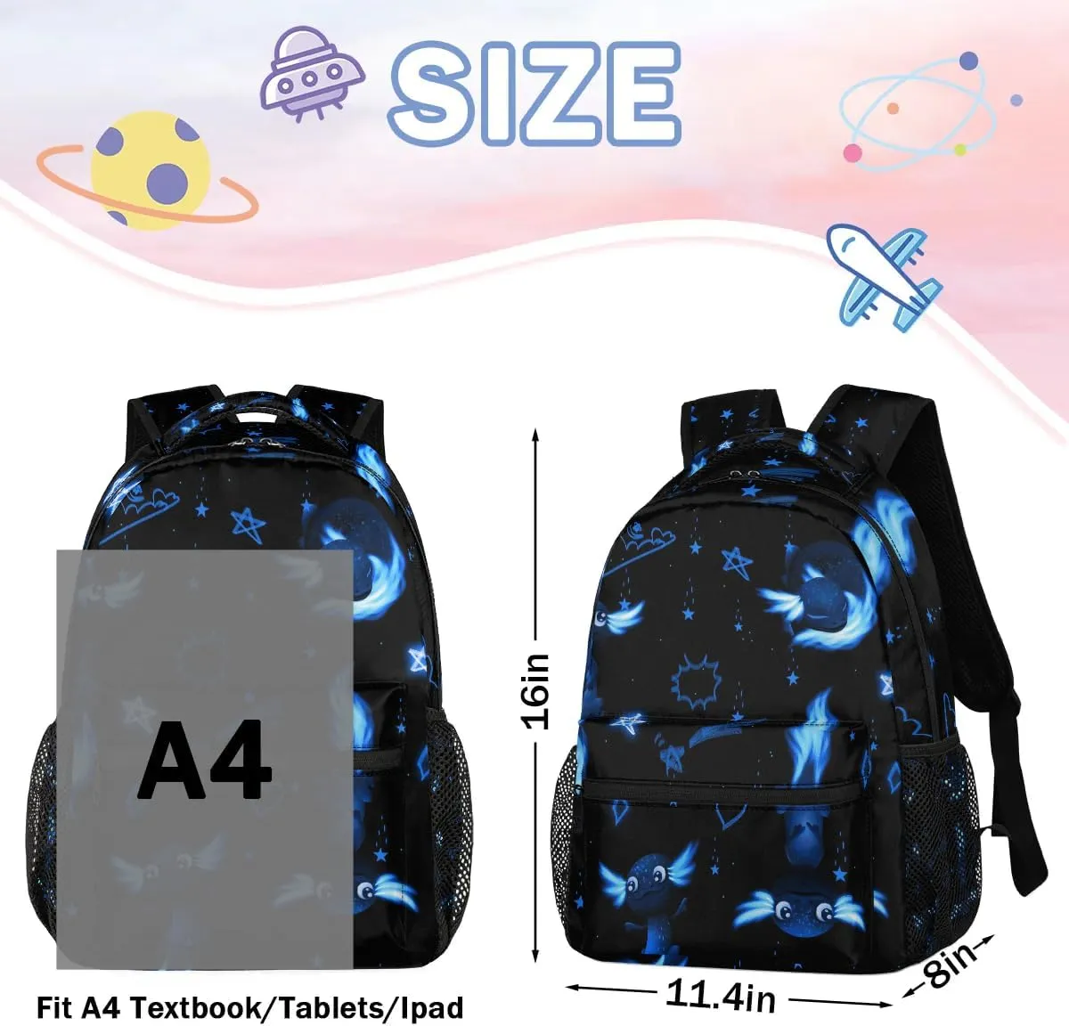 Kids Backpacks for Boys Girls - 16 Inch Blue Axolotl Schoolbag Lightweight Waterproof Book Bag for Preschool, Kindergarten, Elementary Back to School Children