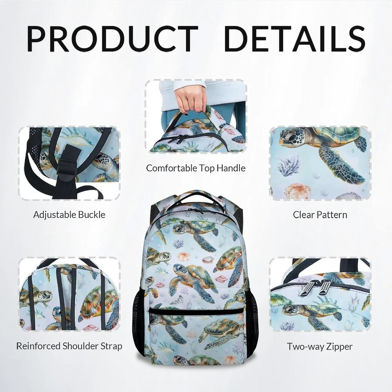 Kids Bookbag - Sea Turtle Backpack for Boys Girls - 17 Inch School Backpack for Primary Middle College - Cute School Bag for Children