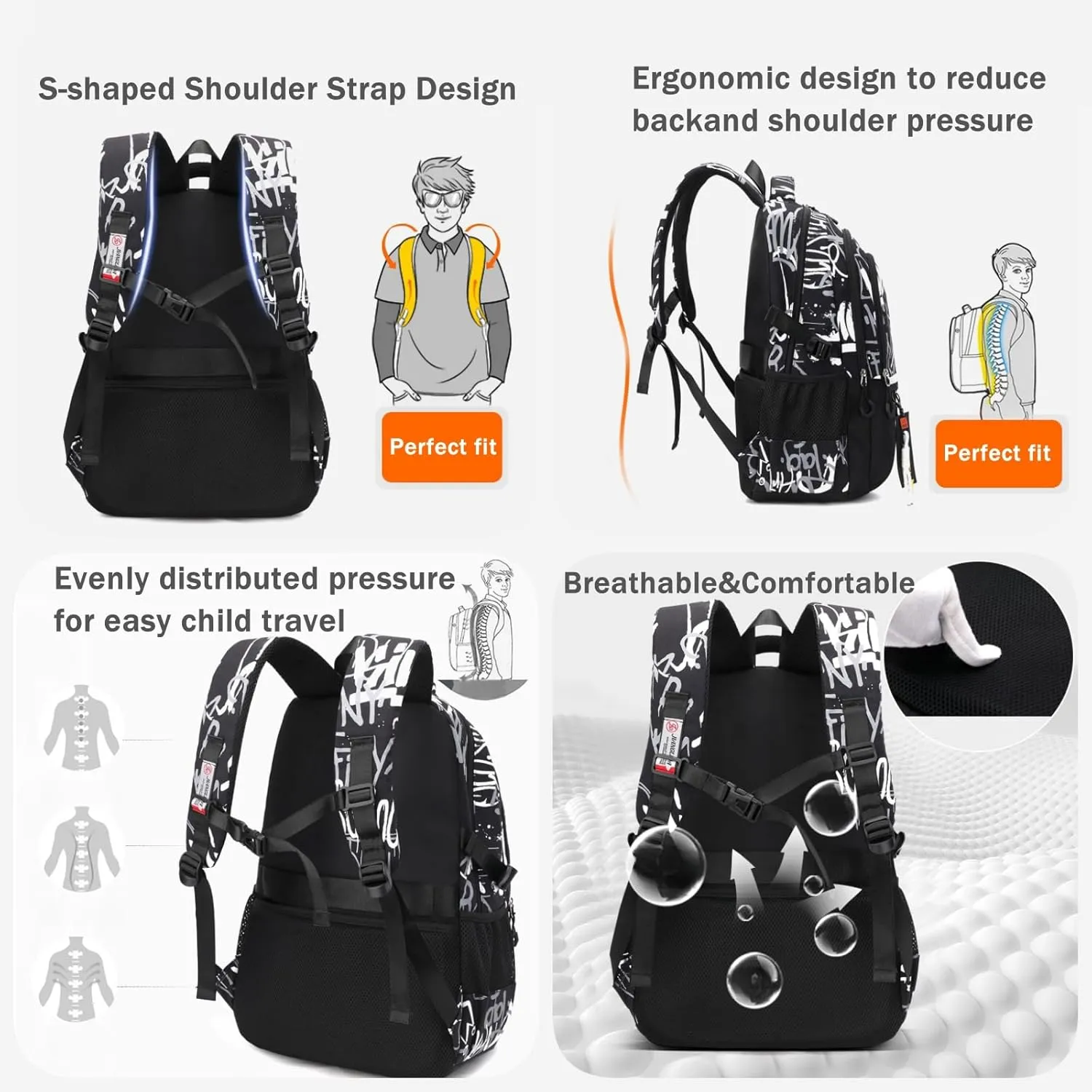 Kids School Backpack for Boys Casual Bookbags Elementary Middle School Bag Teens Lightweight Travel Backpack