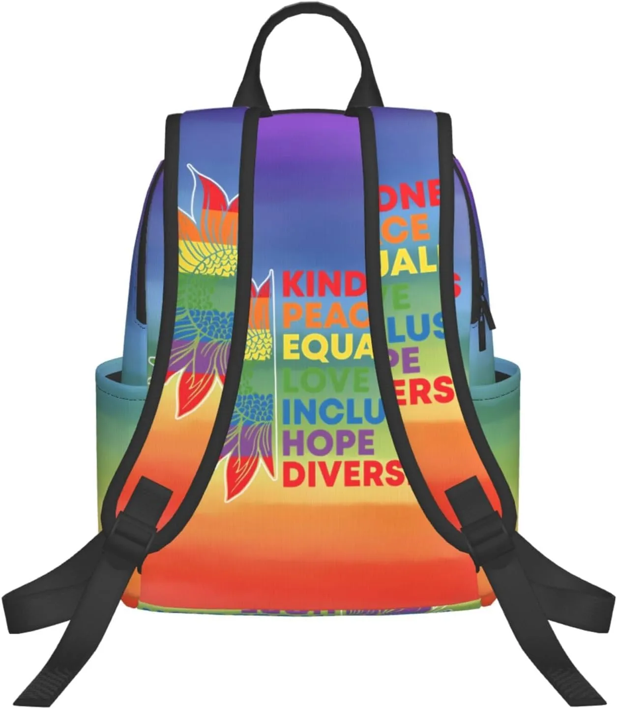 Kindness Peace Equality Love Inclusion Pride Sunflower Travel Laptop Backpack Casual Backpacks Double Shoulder Daypack Notebook Rucksack Work Bags Sports Bag for Gym Hiking Camping Beach