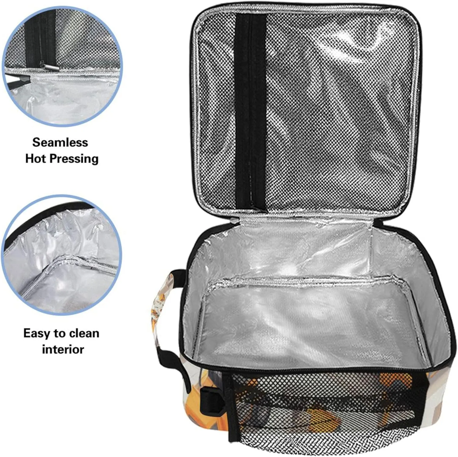 KLL Large Capacity Tote Bag Waterproof Reusable Tote Bag with buckle for Beach Travel Construction Scene Build A House Concrete Mixer Truck Mining Car