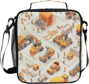 KLL Large Capacity Tote Bag Waterproof Reusable Tote Bag with buckle for Beach Travel Construction Scene Build A House Concrete Mixer Truck Mining Car