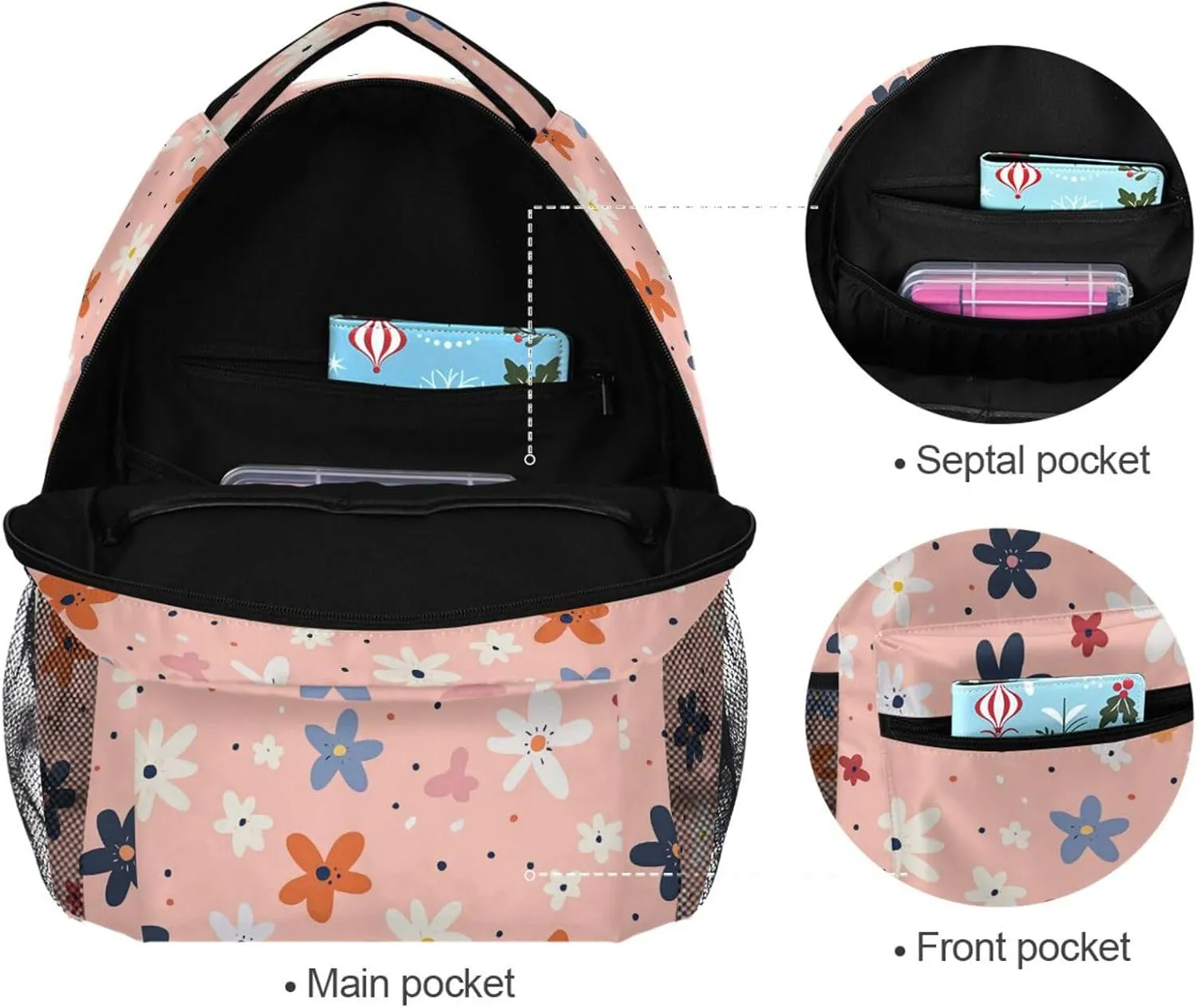 Laptop Backpack for Teenager Waterproof Travel Laptop Backpack with Chest Strap Gift Men & Women Parents' Day Beautiful Flowers