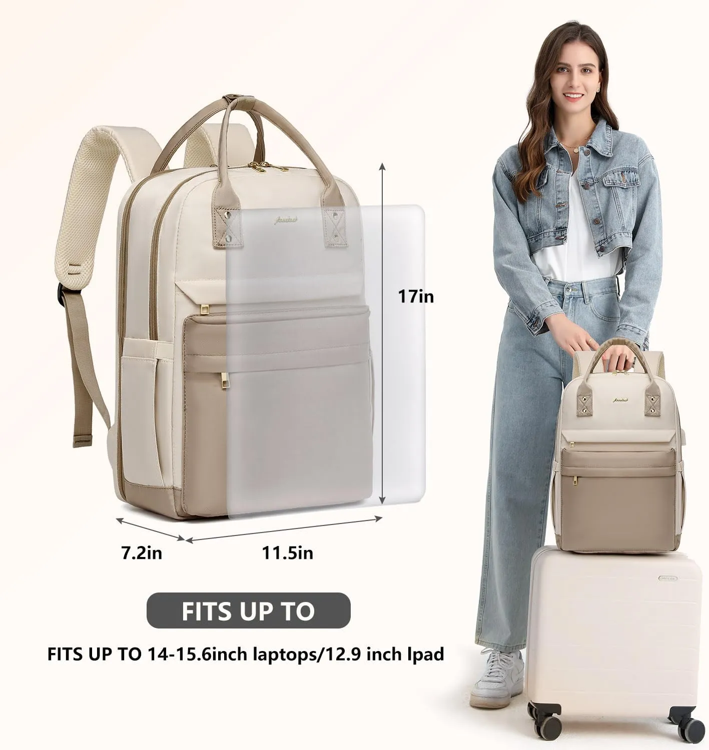 Laptop Backpack for Women Bag - College Bookbag Business Computer Backpack 15.6 inch Waterproof Work Travel Backpack with USB Charger Anti-theft Casual Cute Backpacks for Nurse Teacher Gift