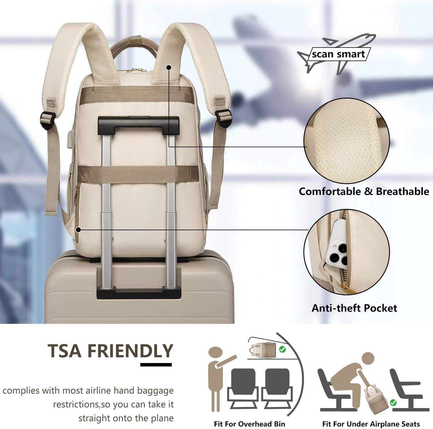 Laptop Backpack for Women Bag - College Bookbag Business Computer Backpack 15.6 inch Waterproof Work Travel Backpack with USB Charger Anti-theft Casual Cute Backpacks for Nurse Teacher Gift