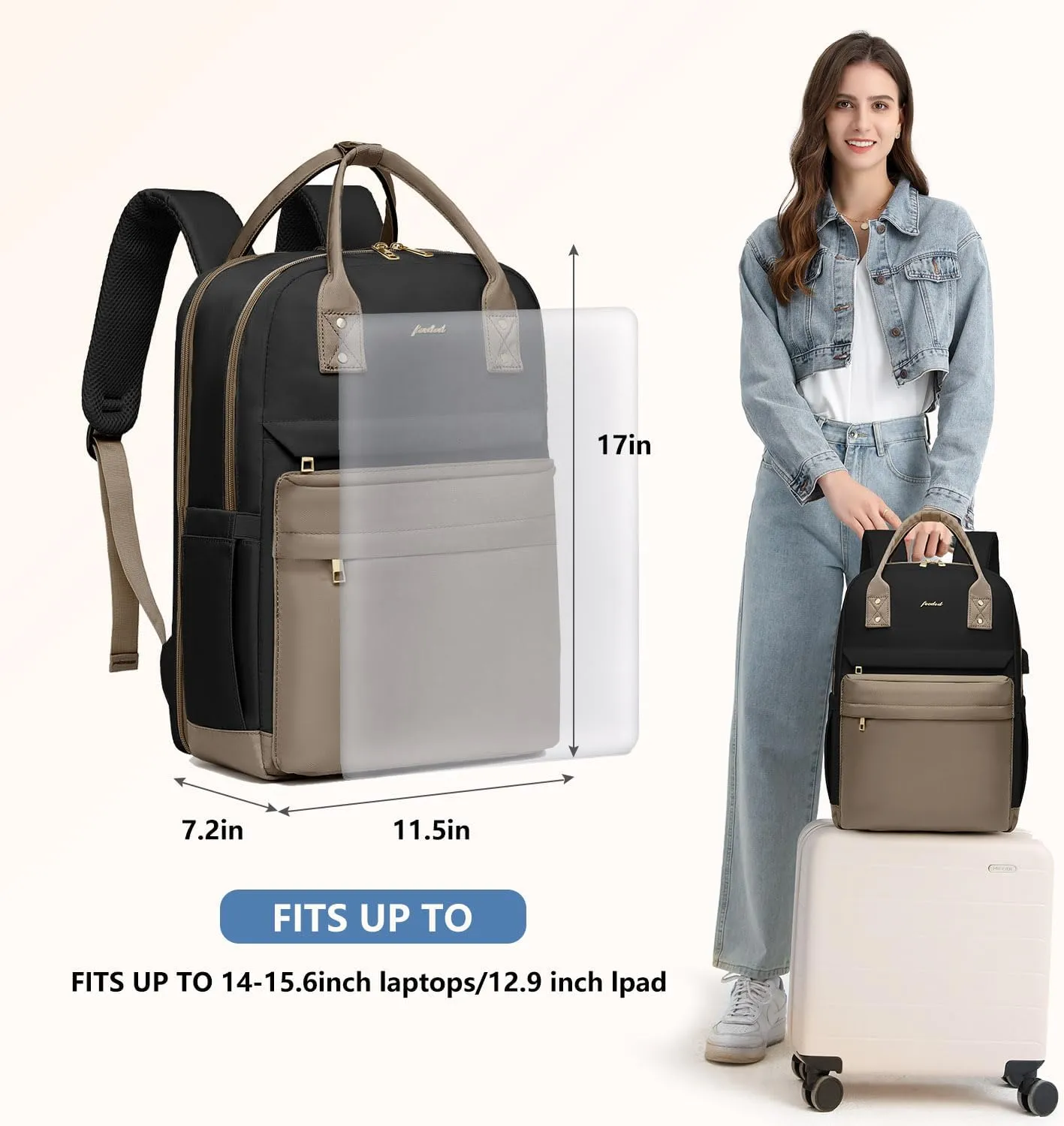 Laptop Backpack for Women Bag - College Bookbag Business Computer Backpack 15.6 inch Waterproof Work Travel Backpack with USB Charger Anti-theft Casual Cute Backpacks for Nurse Teacher Gift