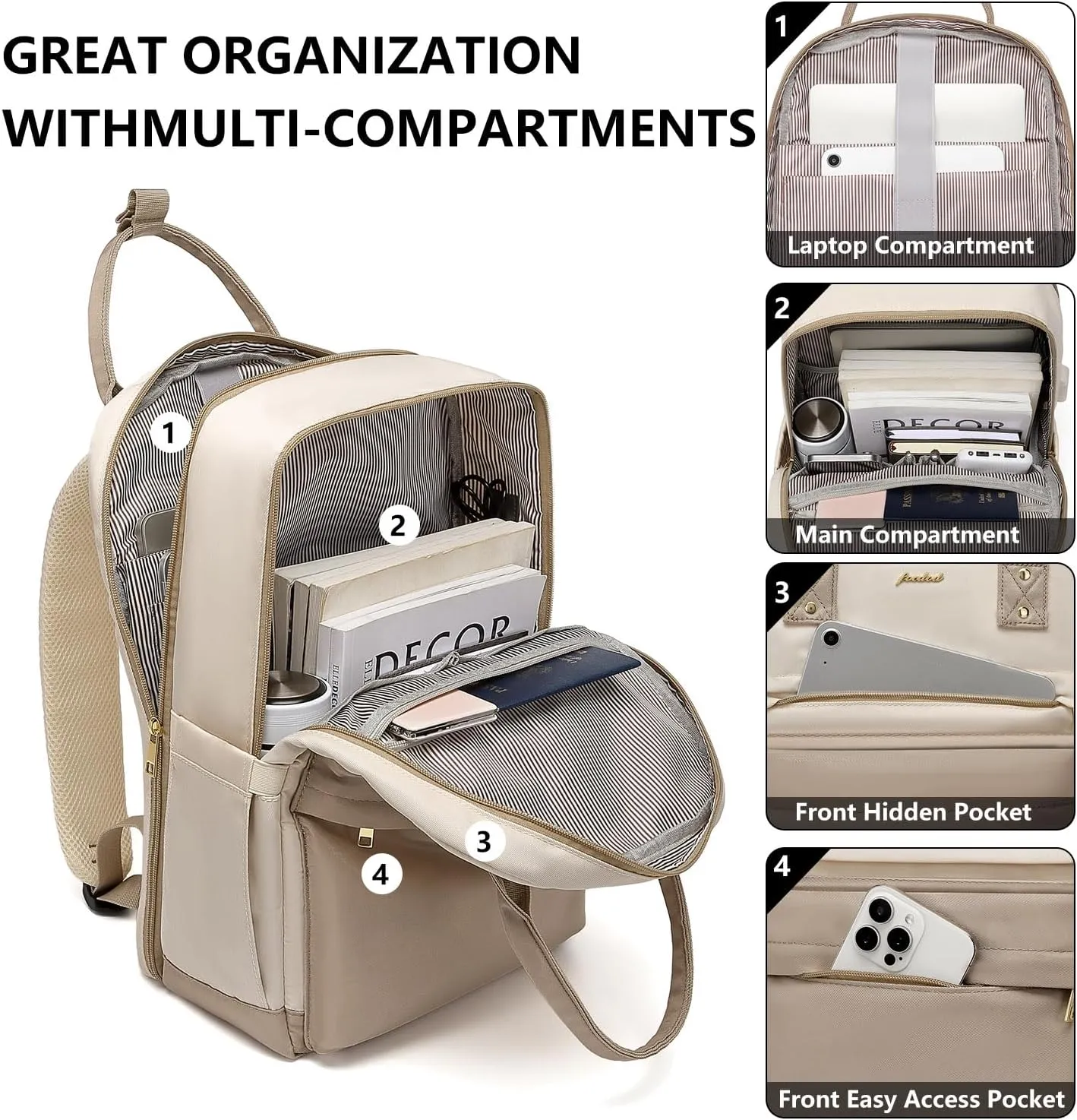 Laptop Backpack for Women Bag - College Bookbag Business Computer Backpack 15.6 inch Waterproof Work Travel Backpack with USB Charger Anti-theft Casual Cute Backpacks for Nurse Teacher Gift