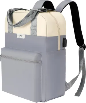 Laptop Backpack for Women Fashion Travel Backpacks 15.6 Inch Laptop Bag with USB Port Teacher Nurse Vintage Daypacks for Work,Light Grey…