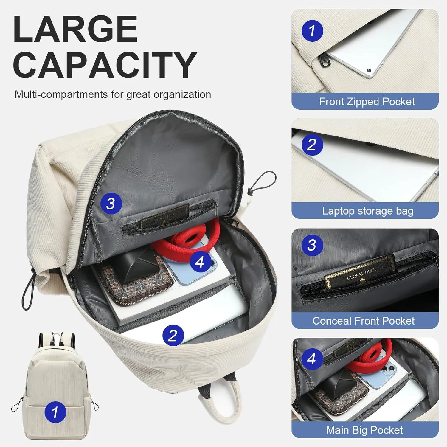 Laptop Backpack for Work, College, Travel, Daily Backpacks for Men Women, Sport Rucksack Computer Bag Fits 15.6 Inch Notebook