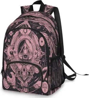Large Backpack for Women, Magic Circle Travel Backpack Carry On Backpack Waterproof Backpack Sacred Geometry Book Bags With Chest Strap for Women Men