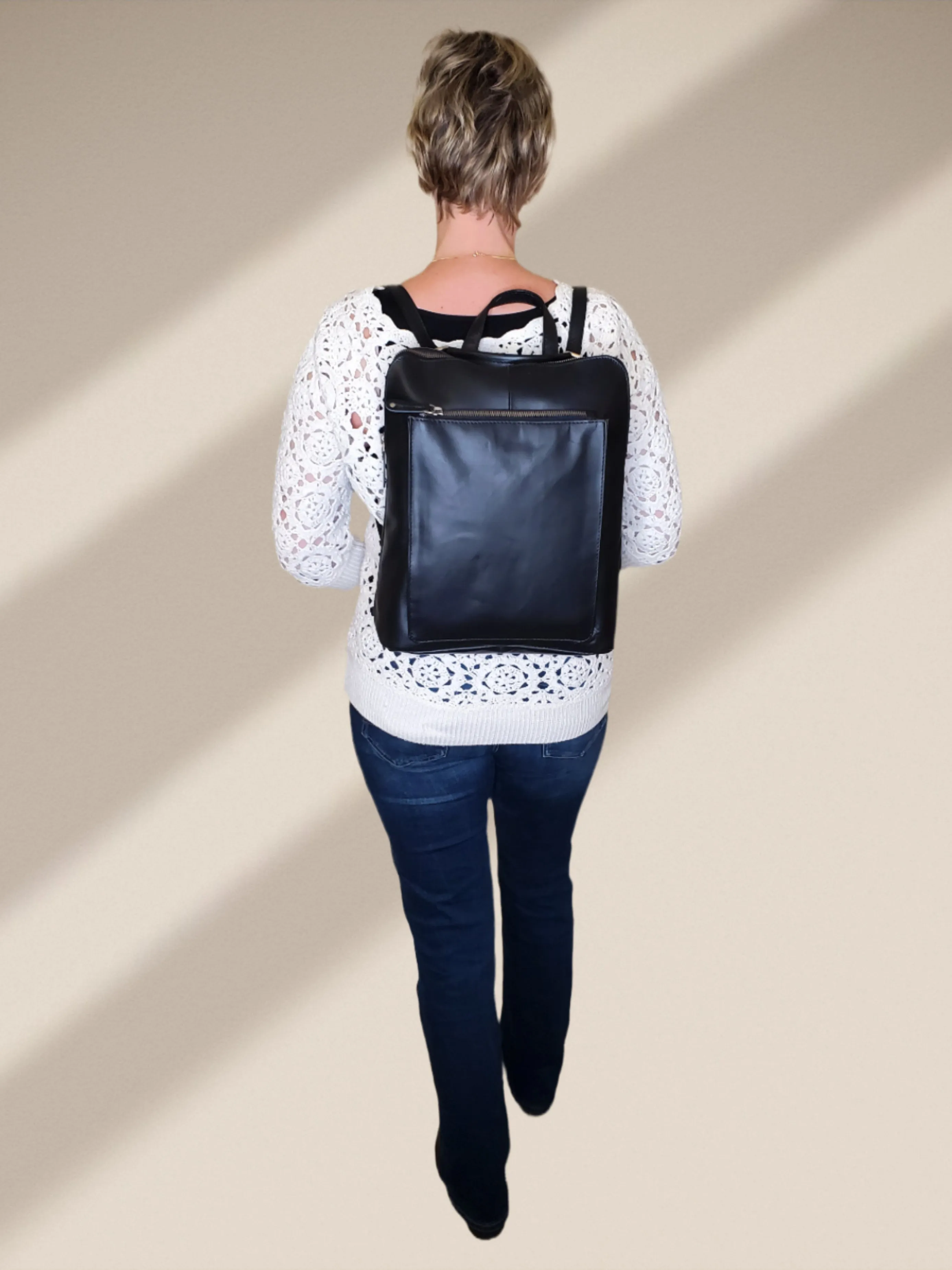 Large Backpack/ Shoulder Bag - 'Winchester' - (New England Buff Leather)