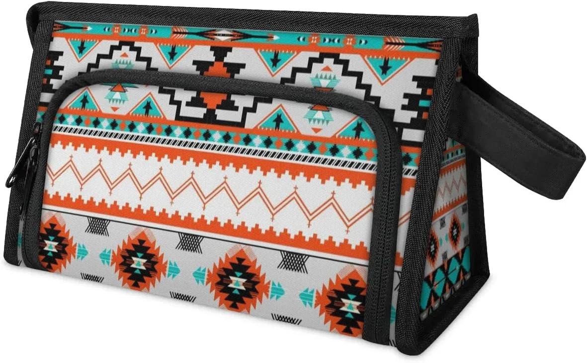 Large Capacity Pencil Case Pouch, Aztec Pattern Portable Zipper Pencil Cases Pencil Bag Office Stationery Bag Makeup Bag Desk Organizer for Women Men