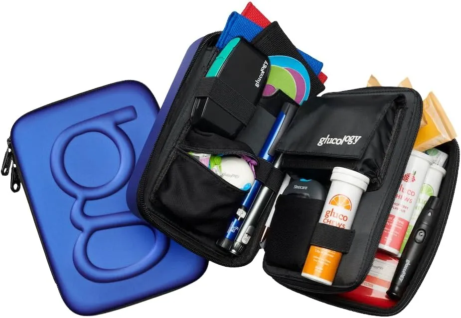 Large Diabetes Travel Case Hard Shell, Organizer for Glucose Monitor, Insulin Pen, BGL Strips, Syringe, Needles & Diabetic Supplies, Premium & Durable with Extra Compartment, Blue