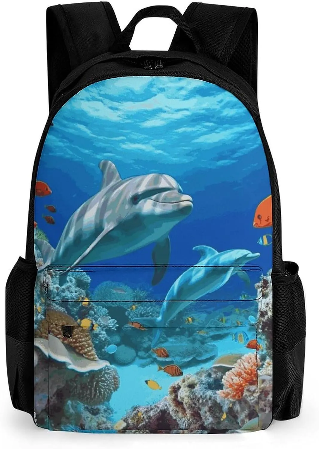 Large Laptop Backpack for Woman Computer Bag Lightweight Work Bag Seabed Coral Fish Dolphins Travel Daypacks for Man