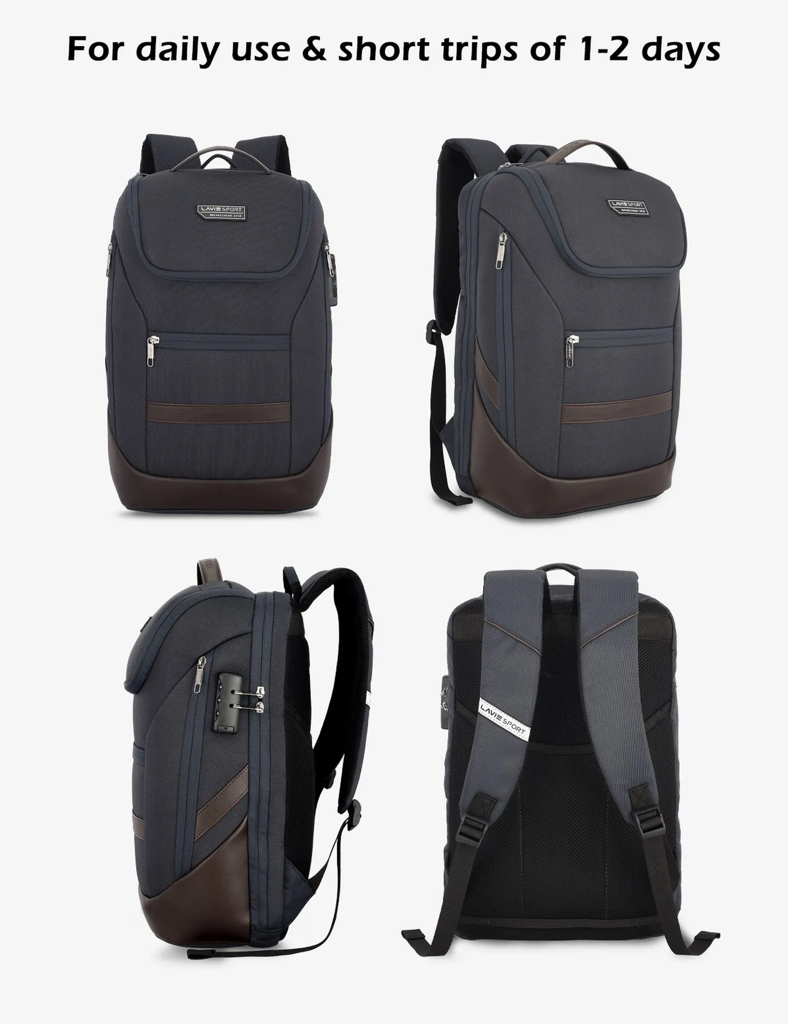 Lavie Sport Emperor 24L Anti-theft & Laptop Backpack For Men & Women - Black Colour