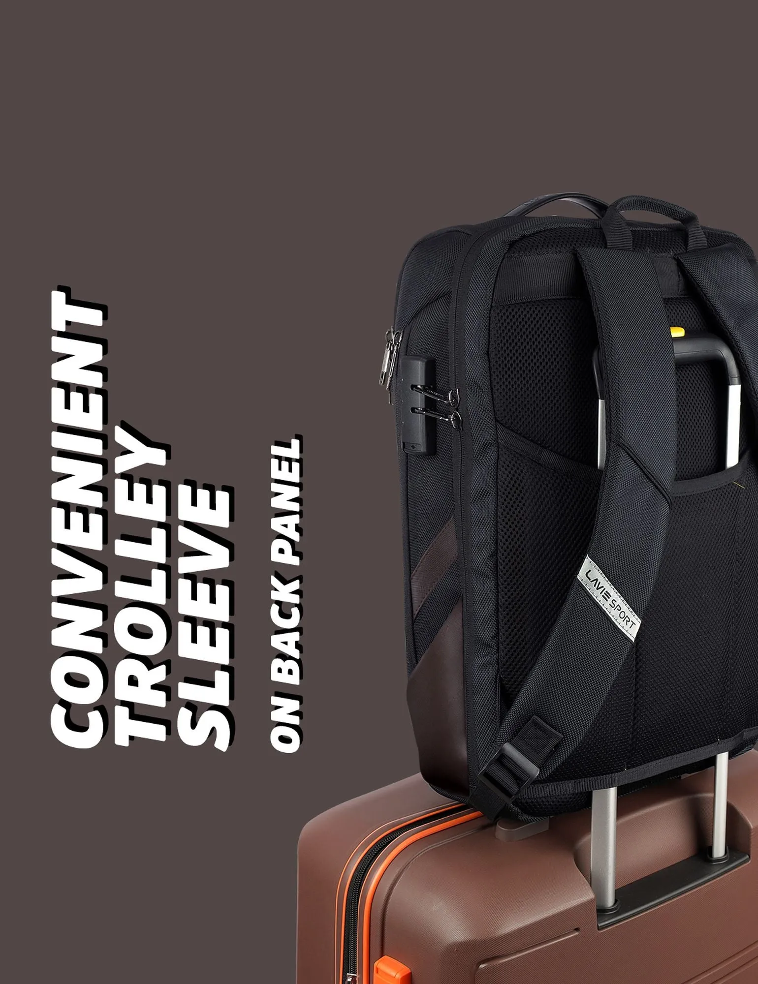 Lavie Sport Emperor 24L Anti-theft & Laptop Backpack For Men & Women - Black Colour