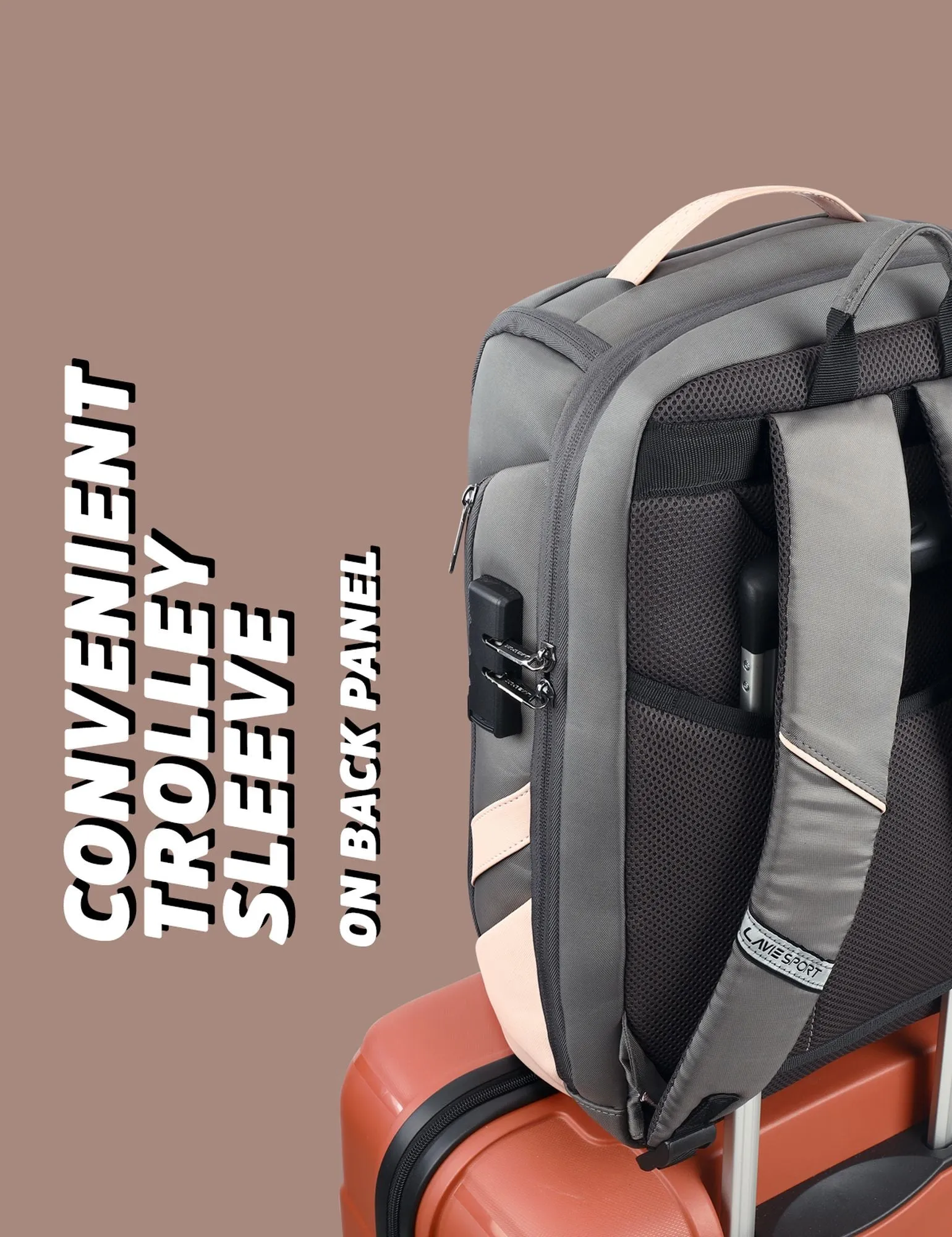 Lavie Sport Emperor 24L Anti-theft & Laptop Backpack For Men & Women - Black Colour