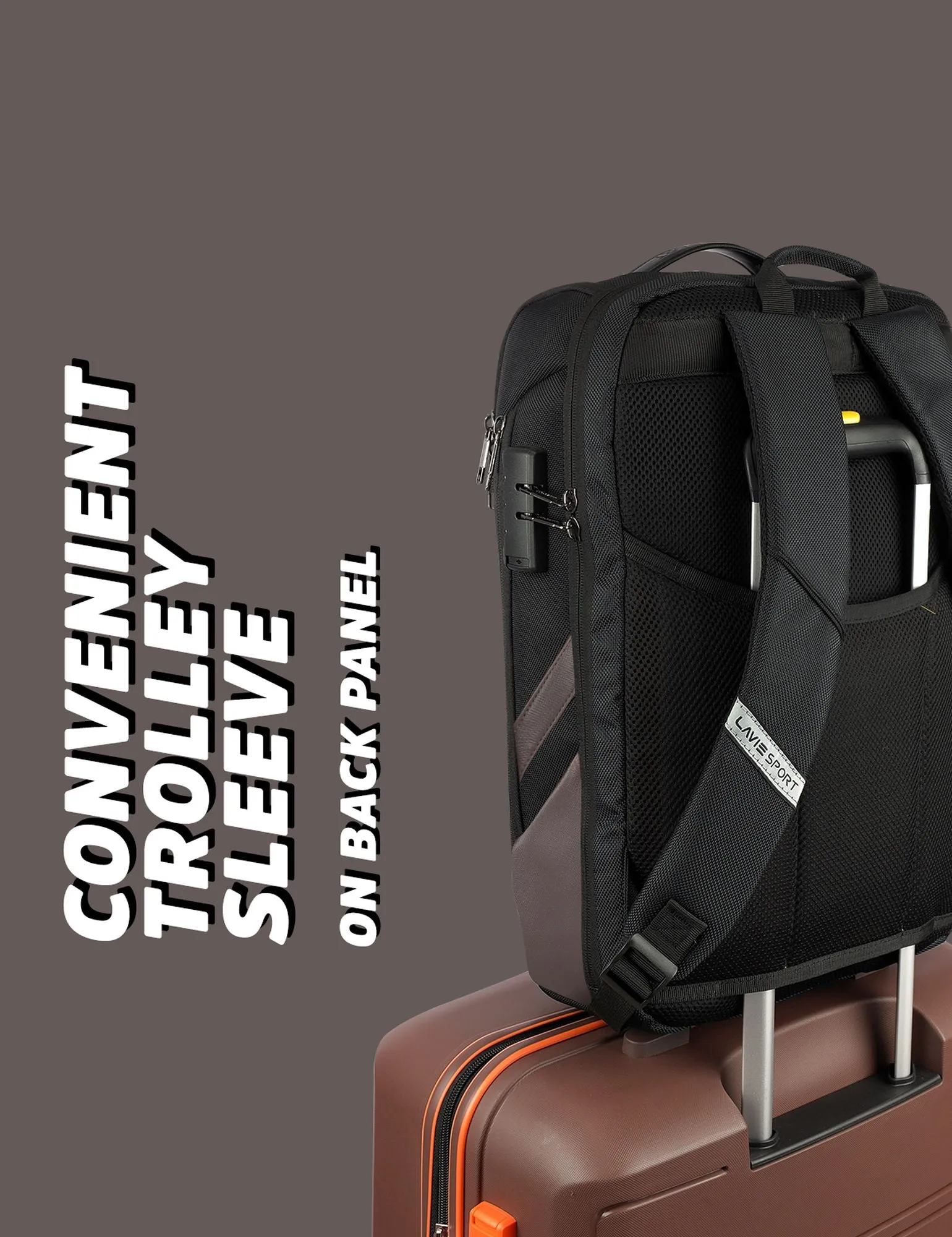 Lavie Sport Emperor 24L Anti-theft Laptop Backpack For Boys & Girls- Black & Choco Colour