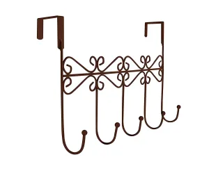 Lebogner Supreme Over the Door 5 Hook Metal Stylish Organizer Rack a Great Storage Addition to Your Home and Office, Great for Jackets, Coats, Bath Towels, Robes, Ties, - Bronze