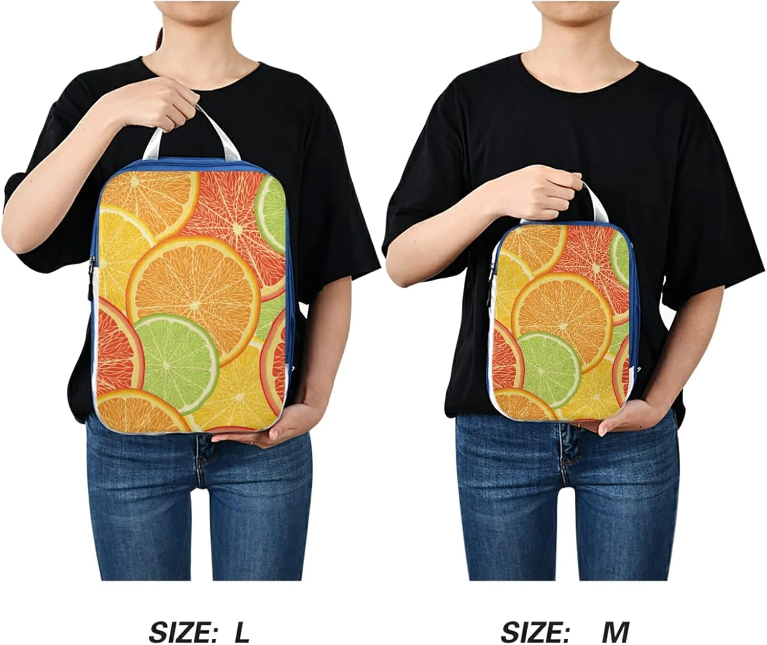 Lemon Orange Citrus Fruit Slices Red Green Yellow Pattern 3 Set Packing Cubes, Travel Packing Organizers for Suitcases, Waterproof Check Oxford Toiletry Compression Luggage Storage Bag