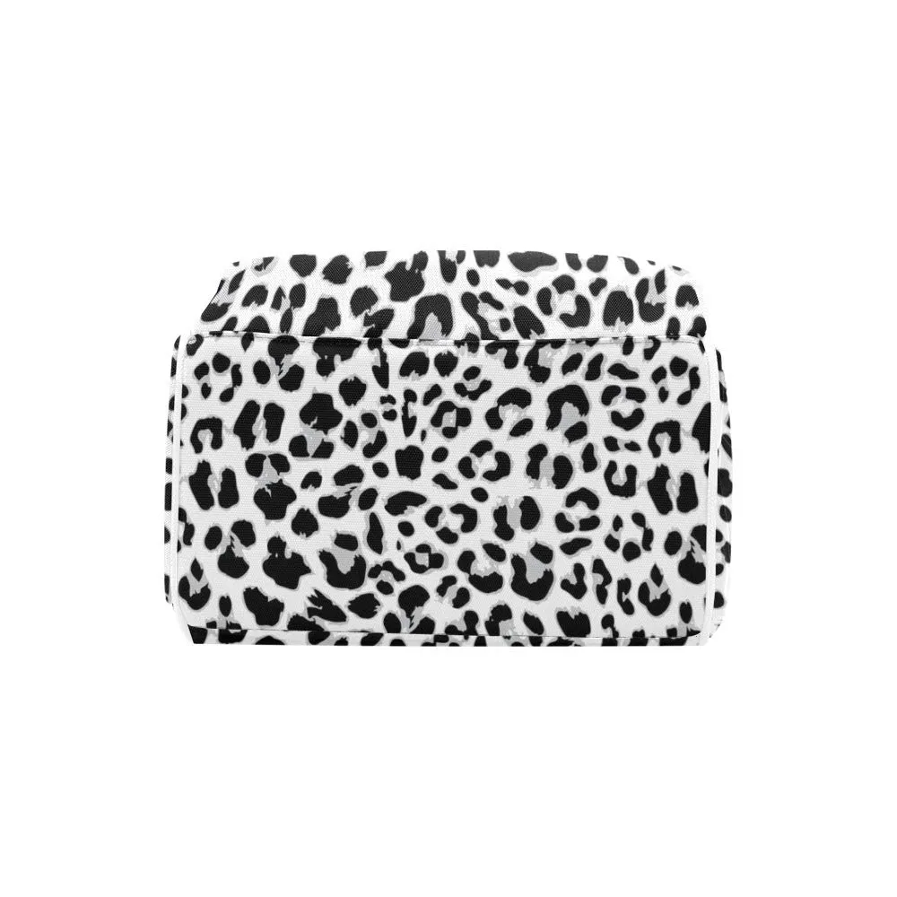 Leopard Print Animal Diaper Bags Backpack with Name Personalized Baby Bag Nursing Nappy Travel Tote Gifts for Mom Girl, 10.83 x 6.69 15 Inch